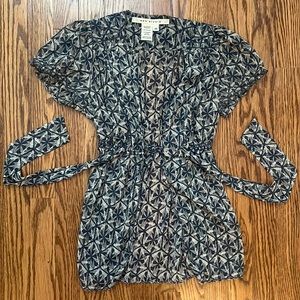 Blue and White Dove Print Top